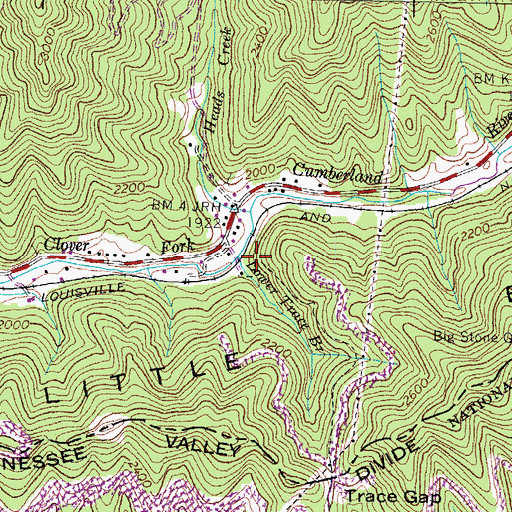 Topographic Map of Lower Trace Branch, KY