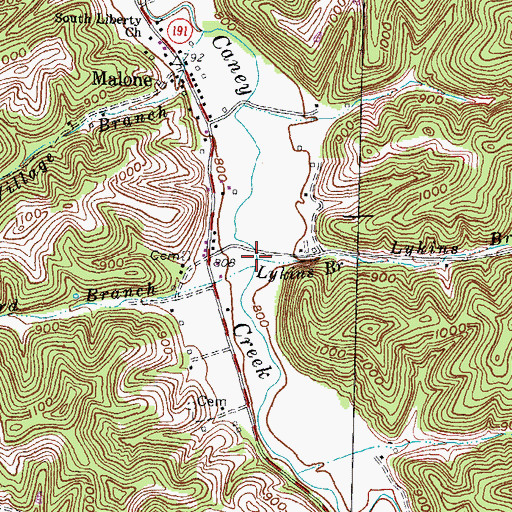 Topographic Map of Lykins Branch, KY