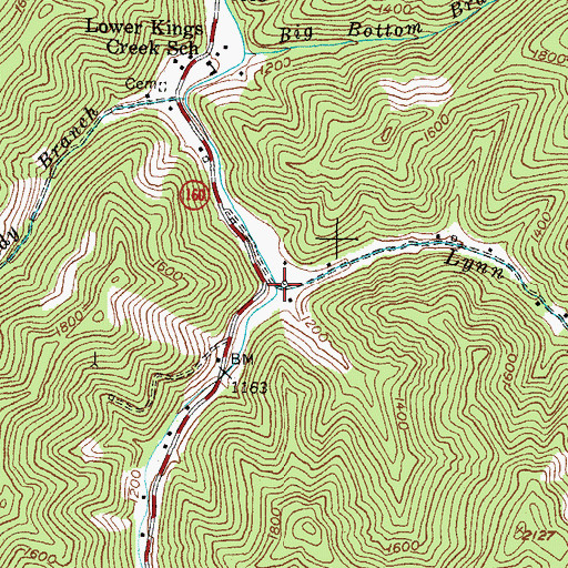 Topographic Map of Lynn Branch, KY