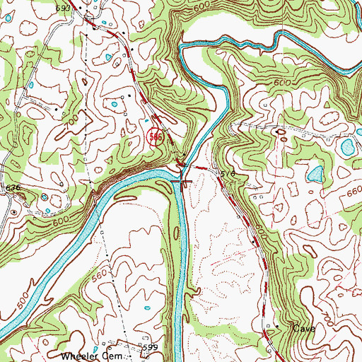 Topographic Map of Lynn Camp Creek, KY