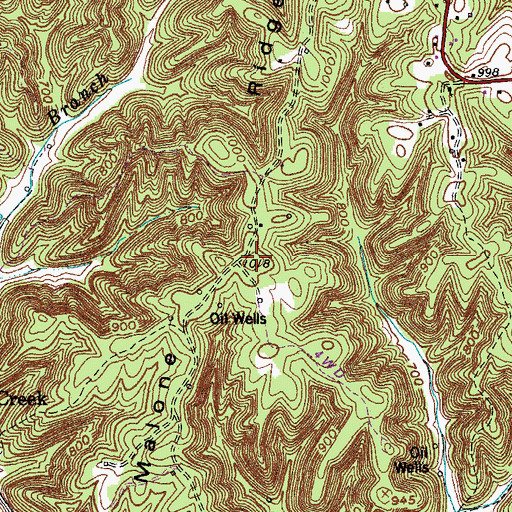 Topographic Map of Malone Ridge, KY