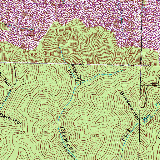 Topographic Map of Maple Hollow, KY