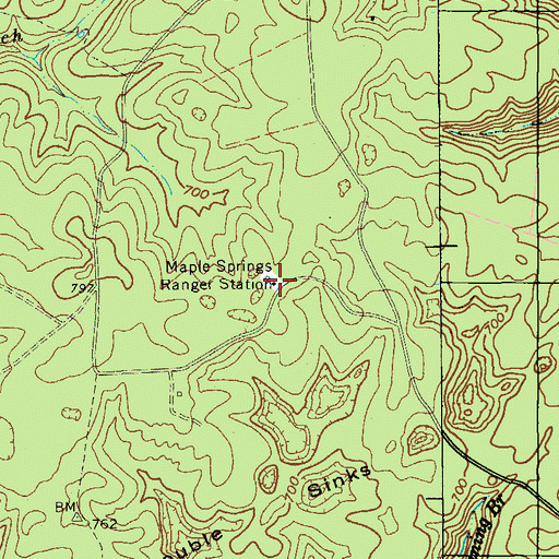Topographic Map of Maple Springs Ranger Station (historical), KY