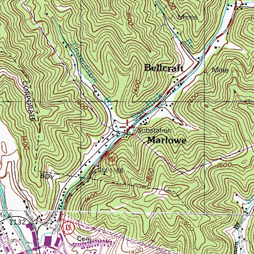 Topographic Map of Marlowe, KY