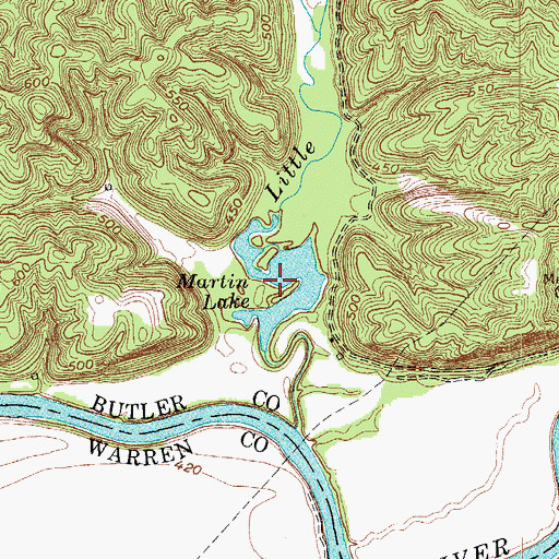 Topographic Map of Martin Lake, KY