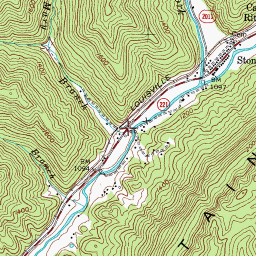 Topographic Map of Mary Branch, KY