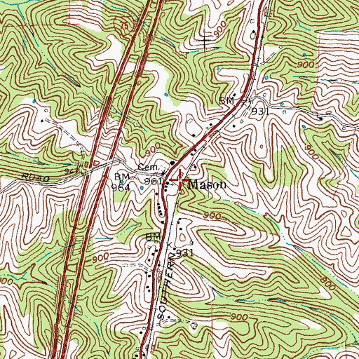 Topographic Map of Mason, KY