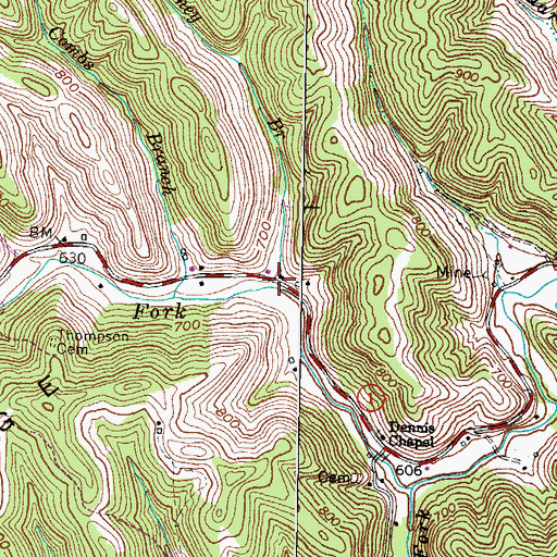 Topographic Map of Matney Branch, KY