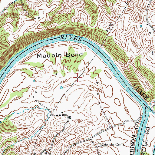 Topographic Map of Maupin Bend, KY