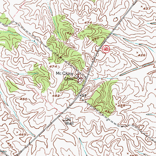 Topographic Map of McClure Cemetery, KY