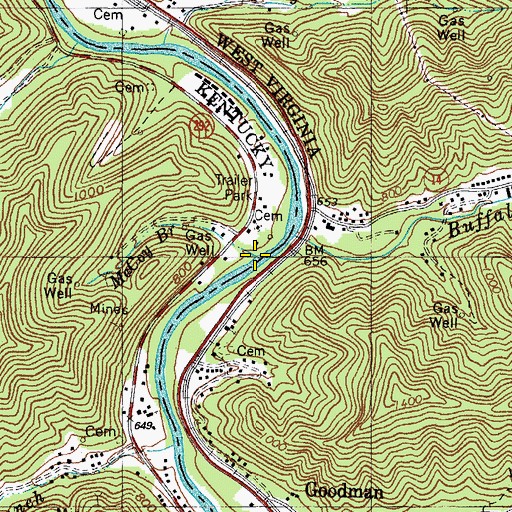 Topographic Map of McCoy Branch, KY