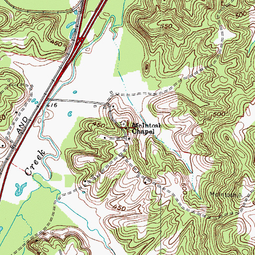 Topographic Map of McIntosh Chapel, KY