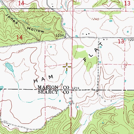 Topographic Map of Ham Flat, AR