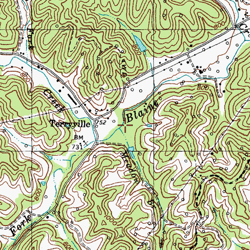 Topographic Map of Meadow Branch, KY