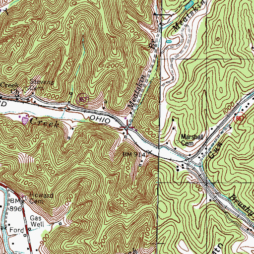 Topographic Map of Meatskin Branch, KY