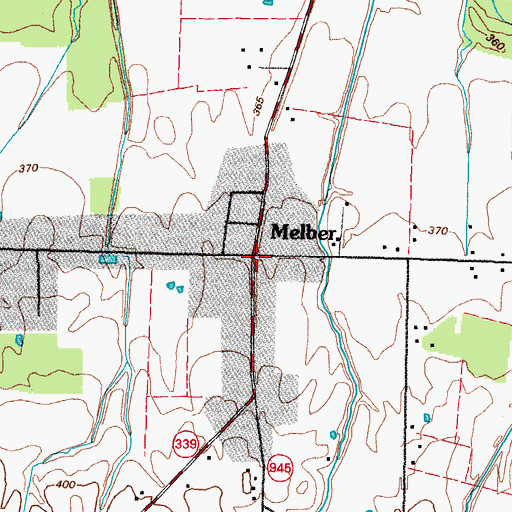 Topographic Map of Melber, KY
