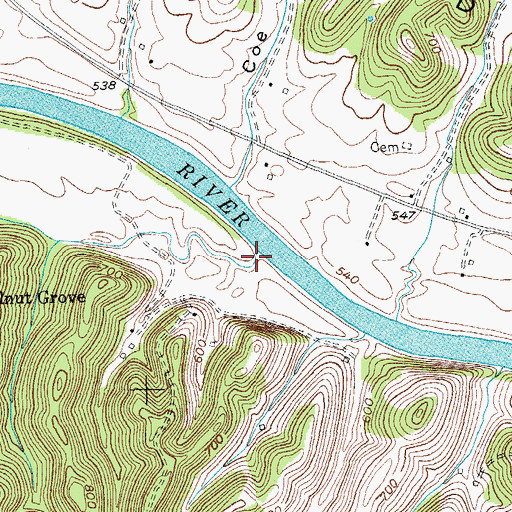 Topographic Map of Meredith Creek, KY