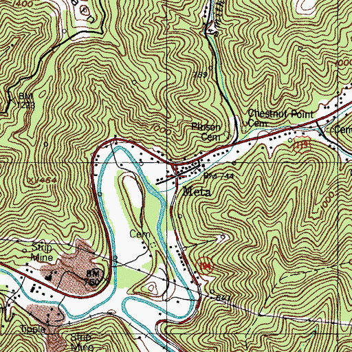 Topographic Map of Meta, KY