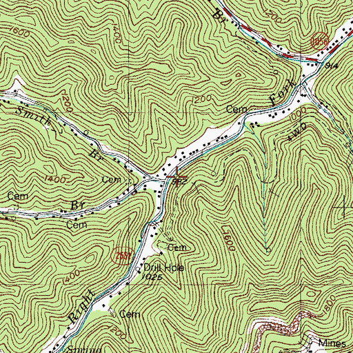 Topographic Map of Middle Branch, KY