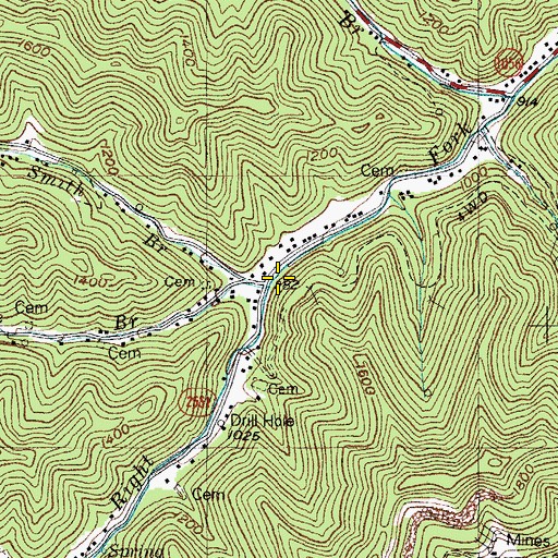 Topographic Map of Middle Branch, KY