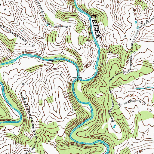 Topographic Map of Middle Fork Raven Creek, KY