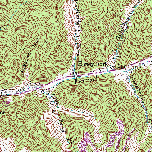 Topographic Map of Middlefield Fork, KY