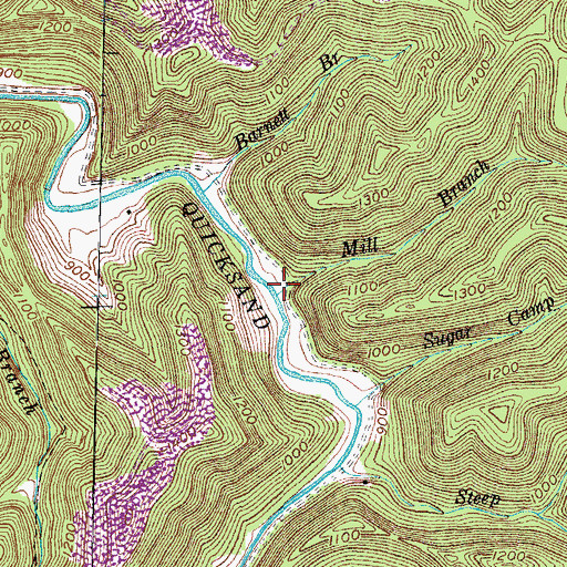 Topographic Map of Mill Branch, KY