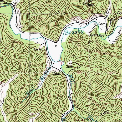 Topographic Map of Mill Fork, KY