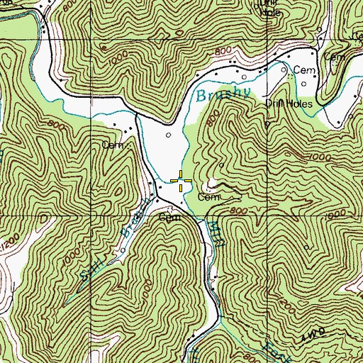 Topographic Map of Mill Fork, KY