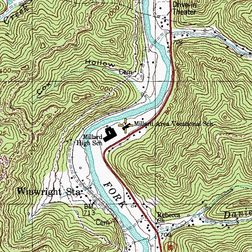 Topographic Map of Millard Area Vocational School, KY