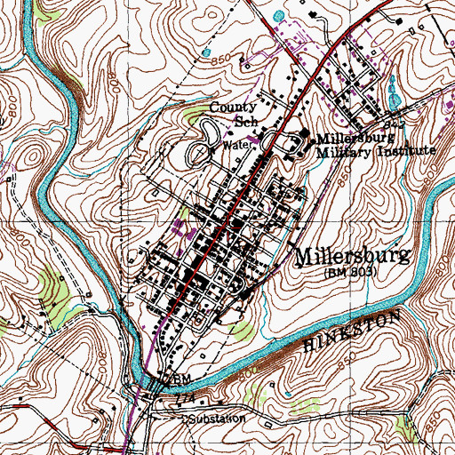 Topographic Map of Millersburg, KY