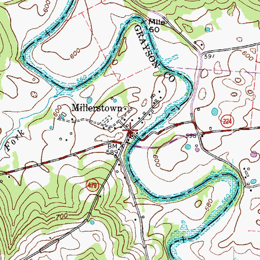 Topographic Map of Millerstown, KY