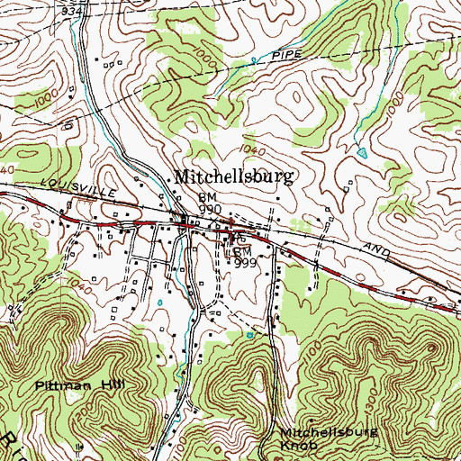 Topographic Map of Mitchellsburg, KY
