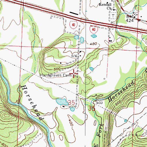 Topographic Map of Hardgraves Cemetery, AR