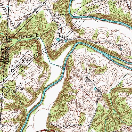 Topographic Map of Monroe Branch, KY