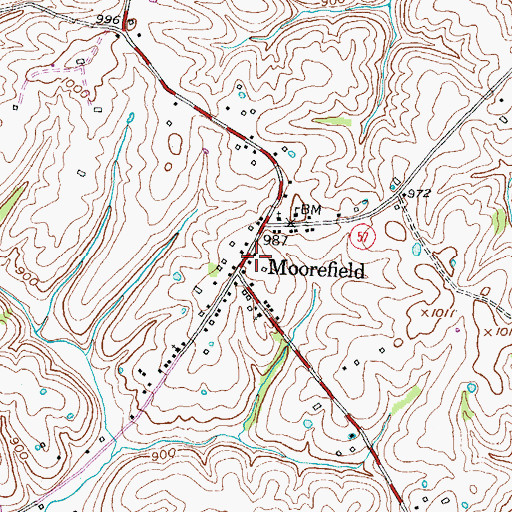 Topographic Map of Moorefield, KY