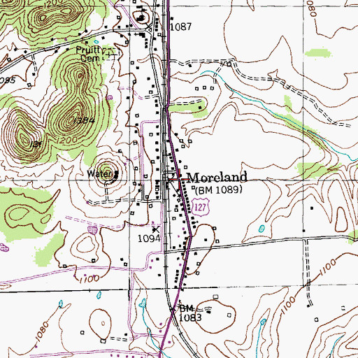 Topographic Map of Moreland, KY