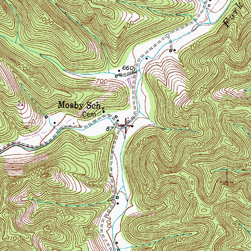 Topographic Map of Mosby Creek, KY