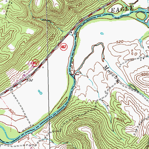 Topographic Map of Moseby Branch, KY
