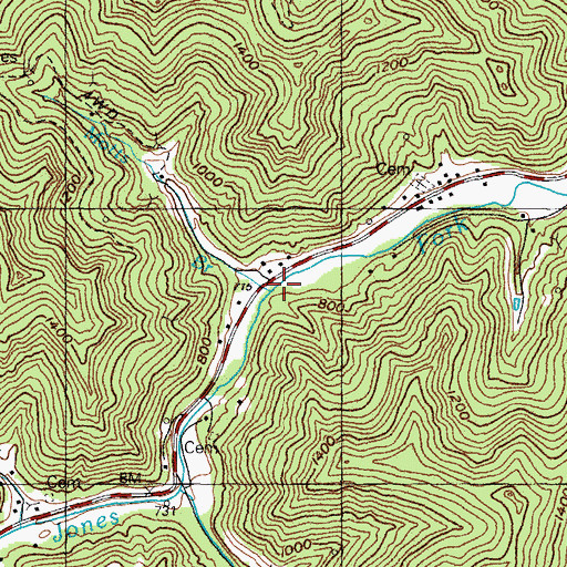 Topographic Map of Motts Branch, KY