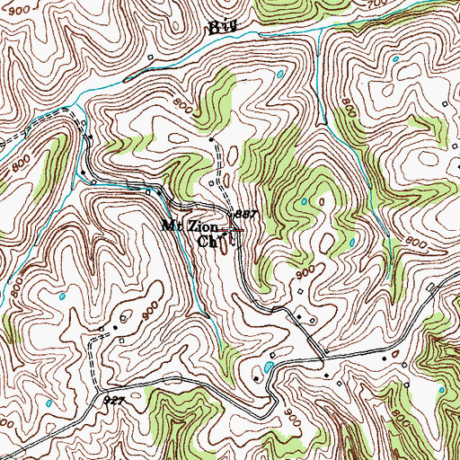 Topographic Map of Mount Zion Church, KY