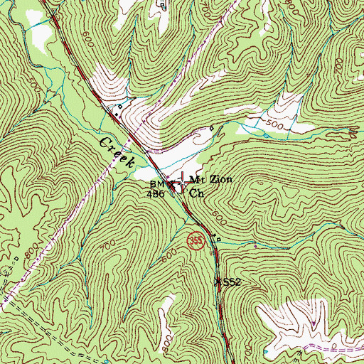 Topographic Map of Mount Zion Church, KY