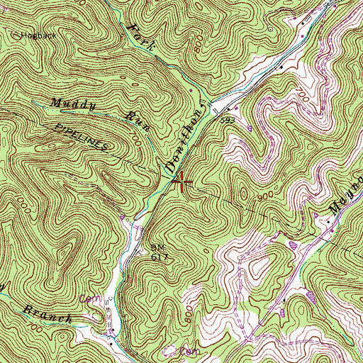 Topographic Map of Muddy Run, KY