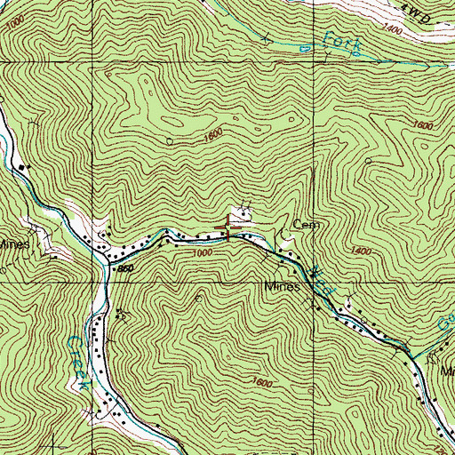 Topographic Map of Ned Fork School, KY