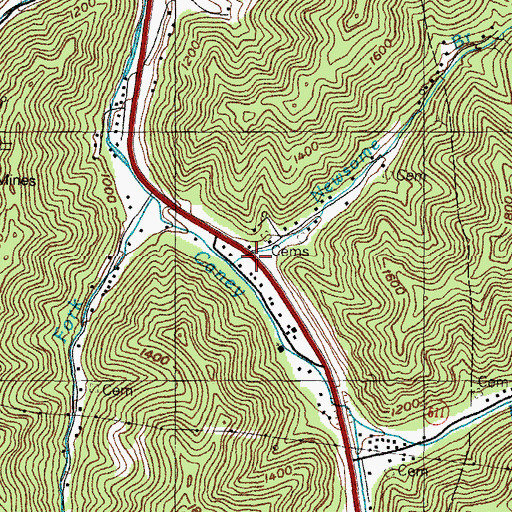 Topographic Map of Newsome Branch, KY