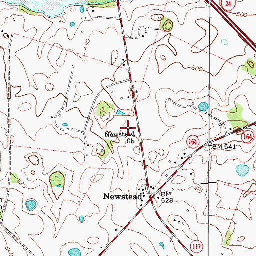 Topographic Map of Newstead Presbyterian Church, KY