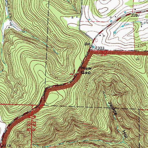 Topographic Map of Haw Gap, AR