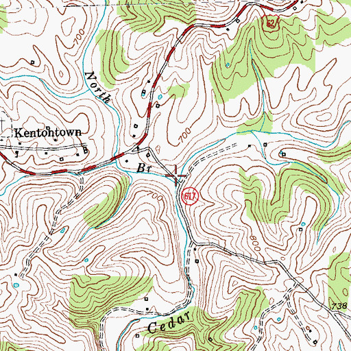 Topographic Map of North Branch Cedar Creek, KY