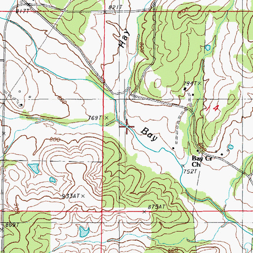Topographic Map of Hay Hollow, AR