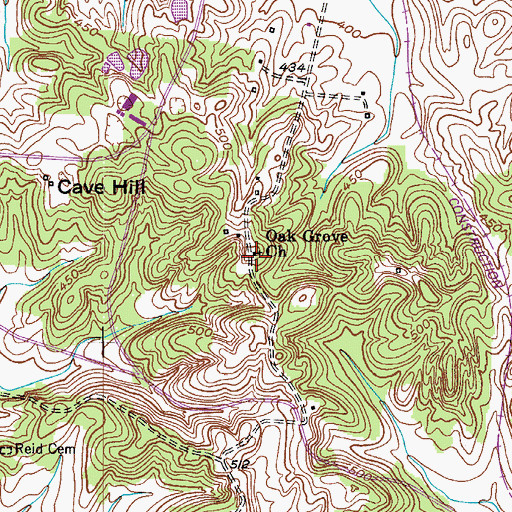 Topographic Map of Oak Grove Church, KY